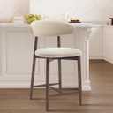 Upholstered Counter Height Bar Stools, Kitchen Island Stools with Back, Modern Counter Stools Island Bar Chairs with Wood Legs for Kitchen Island Dining Room Bar, Beige (Count of 1)
