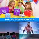 Mini Projector with WiFi and Bluetooth, Outdoor Portable Mini Projector for iPhone Supports 1080P with Built-in Speaker, Movie Projector for Home Theater Compatible with iOS/Android/PC/TV Stick/HDMI