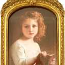 JINHUANG Vintage 4x6 Picture Frame with Flower Antique Gorgeous Tabletop and Wall Mounted Photo Frame with High Definition Glass Front Cover for Home Decor, Photo Gallery, Vintage Gold Color