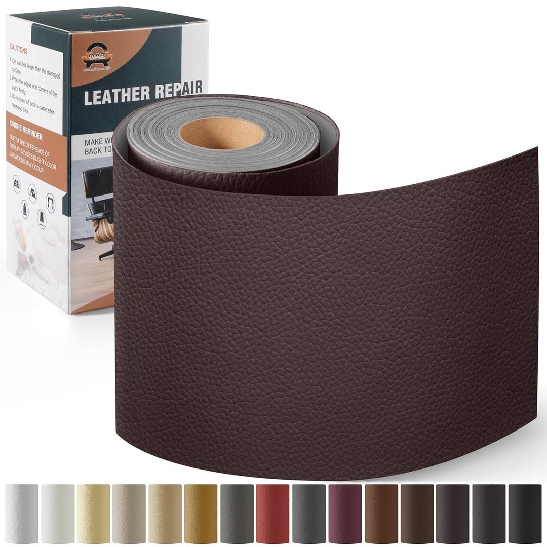 Leather Repair Kit for Furniture 4"x 63" Leather Tape Repair Patch Self Adhesive Sofa Vinyl Repair Patch Kit for Car Seat, Couch, Boat Seat, Chair - Dark Brown