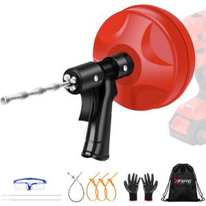 35 FT Drain Snake 2.0 with Double Mode, 10-In-1 Drain Auger for Sink and Drain Unblocking, Plumbing Snake for Real DYIs (Frosted Red)