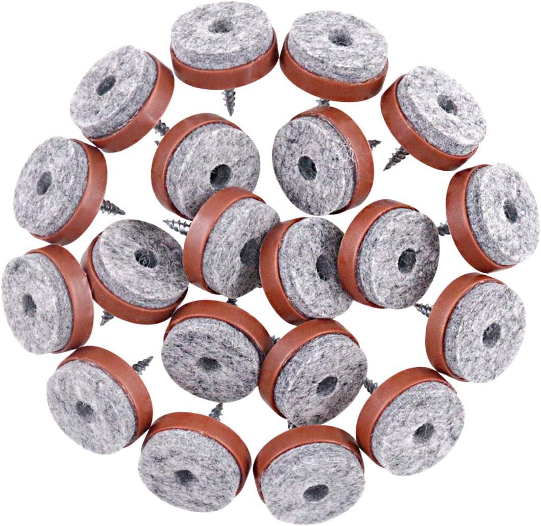 Swpeet 52Pcs 24mm Brown Furniture Felt Pads Non Slip Furniture Pads with Screw-on Felt Pad Furniture Slider Floor Protector for Wooden Leg Feet of Chair Table Sofa