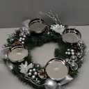 Christmas Advent Wreath 12-inch Advent Candle Holder Ring Artificial Christmas Wreath with Ribbon Pinecone for Advent Centerpiece Holiday Christmas Home Decoration NO Candles (Silver Basin Cup)