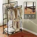 Clothes Rack - 36.2" x 21.3" x 72", 4-Bar Double Rod Rolling Metal Clothing Rack for Hanging Clothes, Portable Garment Rack with Wheels for Bedroom Laundry, Closet Wardrobe, Black