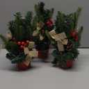 3 Pack 12 Inch Mini Christmas Tree, Table Top Christmas Trees with Red Berries Pine Cones Bows Norfolk Pine Tips, Tabletop Miniature Trees for Christmas Table Decorations Desk Home Indoor Xmas Decor