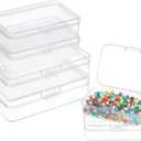 BENECREAT 12 Pack 3 Mixed Sizes Rectangular Clear Plastic Bead Storage Box with Flip-Up Lids for Small Items and Crafts Projects Organization
