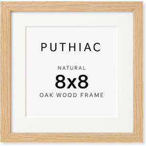 8x8 Oak Wood Picture Frame - 8x8 Photo Frame, 8x8 Picture Frame Wood, Natural Solid Wooden Picture Frames for Wall Art Photo and Prints(1 Pack, Beige)