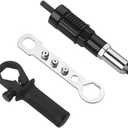 Car Rivet Gun Adapter, Alloy Steel Riveter Gun Adapter Kit with Handle Grip & 4 Rivet Head for Cordless Electric Power Drill, Pop Riveting Nut Tool Drill Attachment, Universal Fit