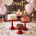 3 Pcs Metal Cake Stand Set 8/10/12 inch Dessert Table Display Perfect for Baby Shower Wedding Birthday (Red)