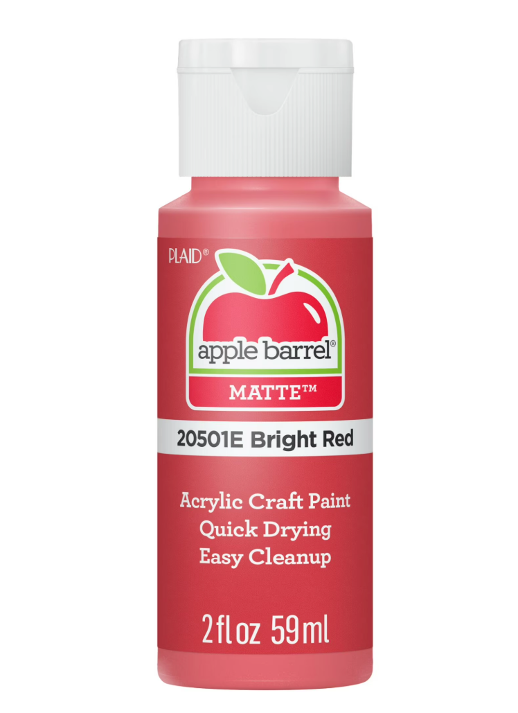 Apple Barrel Acrylic Craft Paint, Matte Finish, Bright Red, 2 fl oz