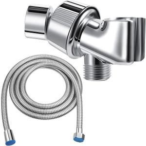 Mimorou 79 Inch Stainless Steel Shower Hose with Adjustable Arm Holder Shower Head Adjustable Replacement Hose Head Holder for Wall (Classic Style, Silver)