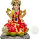 alikiki Small Hindu Goddess Lakshmi Statue - 3.9H Indian Ido Laxmi Figurine for Car Dash Board Decor Home Office Mandir Temple Altar Shrine Pooja Item Murti for Diwali Puja Gifts