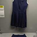 Sexyasasii Tennis Dress with Shorts and Bra Sleeveless Contrast Polo Half Zip Pleated Athletic Workout Golf Dresses (Medium, Navy Blue)