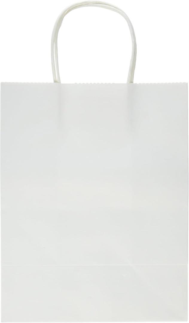 Super Z Outlet Paper Gift Bags with Handles 8" x 10.25" x 4.25" for Arts & Crafts Projects, Coloring, Birthdays, Shopping, Presents (13 Pack) (White)