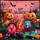 Pink Halloween Decor Happy Halloween Kids Banner, 4x6 ft Night Party Decorations, Spooky Indoor Ghost Banner (Orange Pumpkin)