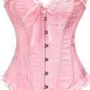 SZIVYSHI Corset Tops for Women, Bustier Shapewear Lingerie, Lace Waist Push Up Bodysuit (X-Small, Powder Pink)