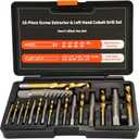 16Pcs Screw Extractor and Left Hand Drill Bit Set, Easy Out Broken Bolt Remover Reverse 6542/4341 HSS Steel Cobalt, Bolt Extractor Kit for Remove Stripped Screws, Damaged Bolts Studs