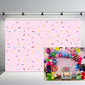 MEHOFOND Donut Birthday Party Decoration Pink Girl Baby Shower Banner Photo Studio Background Sprinkles Donut Grow up Confetti Pastel Portrait Photography Backdrops Props for Cake Smash 7x5ft