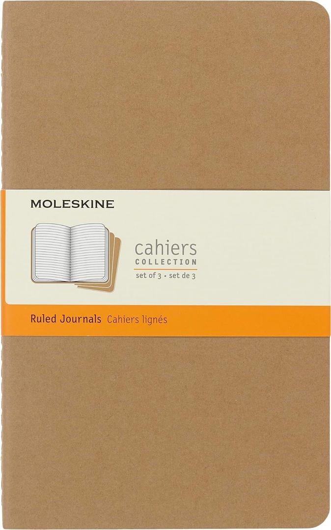 Moleskine Cahier Journal, Soft Cover, Large (5" x 8.25") Ruled/Lined, Black, 80 Pages 