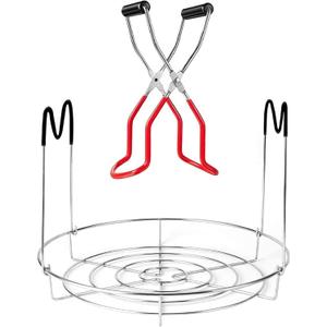 Canning Rack with Heat Resistant Silicone Handles,Stainless Steel Canning Jar Rack Canner Rack Canning Rack Canning Tongs for Regular Mouth Ball Jars, Canning Jar Lifter(no jars)