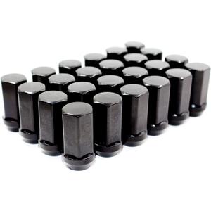 Set of 24 Veritek 14x1.5mm 1.8 Inch 45mm Overall Length 7/8 22mm Hex Black Duplex Acorn Lug Nuts for Cadillac Chevy Chevrolet Ford GMC Nissan RAM Toyota Aftermarket Custom SUV Truck Wheels
