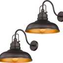 zeyu 2 Pack Gooseneck Barn Lights Outdoor, Outdoor Wall Sconces for Porch Patio, 18" Farmhouse barn Lights in Oil Rubbed Bronze Finish, 016-1BL-2 ORB (Large)