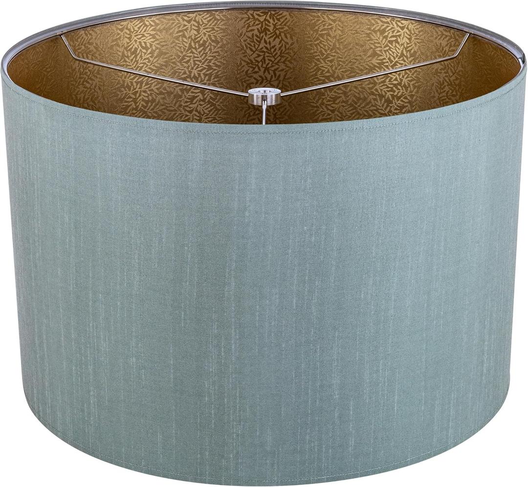 Wellmet Drum Lampshades, Easy Assembly Required Replacement Lamp Shades, Fabric Lampshades for Table Lamps Floor Lamps, Metal Spider Fitter, 18"x18"x12"