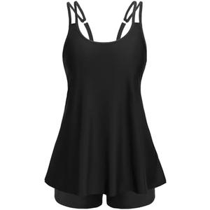 Yonique Womens Two Piece Swimsuits Tankini Top with Boy Shorts Tummy Control Bathing Suits Athletic Swimwear, Size XL