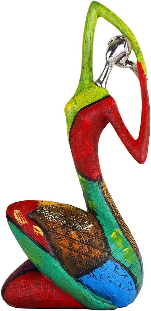 suruim Colorful Abstract Women Figurines Sculptures Home Decor for Shelves Yoga Pose Art Statue Modern Home Decoration Living Room Zen Decor Tables Ornaments (C)