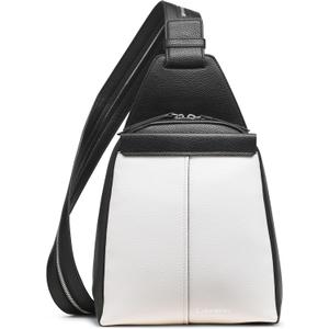 Calvin Klein Women's Myra Backpack for Women  Vegan Leather Convertible Sling Backpack, 2 Pockets, Cherub White/Black, One Size