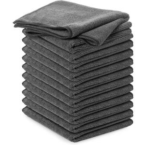 BUBBLES & BRUSHES Microfiber Cleaning Cloth - Pack of 12 - High Performance Cleaning Rags - Ultra Absorbent Towel -11.6"x11.6" (Gray)