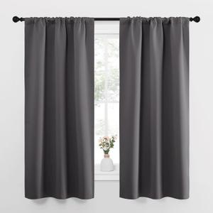 NICETOWN Grey Window Curtains for Bedroom - Home Decoration Thermal Insulated Rod Pocket Blackout Blinds & Drapes for Small Windows (Gray, 2 Panels, W34 x L63 -Inch)