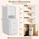 Narrow Nightstand with 4 Drawers, 7.9" Solid Wood Narrow Bedside Table White with Open Shelf & Cable Hole, Modern Night Stand Slim Bedside Table for Bedroom(Fully Assembly), 7.9" x 15.75" x 26.9"