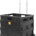 MaxWorks 51051 Collapsible Black Rolling Folding Dolly Cart for Teachers - Multi-Functional Dolly with Extra Storage Durable Wheels and Easy-to-Fold Design for Classroom Office Shopping - Without Lid