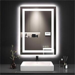 18X24 inches Rectangular LED Bathroom Mirror with Lights, Anti-Fog, Dimmable, Backlit + Front Lit, Lighted Bathroom Vanity Mirror for Wall, Memory Function, Tempered Glass, Shatter-Proof
