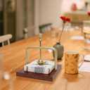 Gold Wood Napkin Holder for Table, Cocktail Napkin Holder for within the Limits of 4.54.5 inch Napkin,Wooden Square Napkin Dispenser with Metal Center Ball for Kitchen Bar Wedding Party