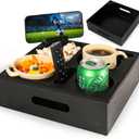 Couch Tray Table with Handles  Cup Holder for Couch  Bamboo Sofa Armrest Organizer for Snacks, Drinks & Remotes  Non-Slip Couch Caddy for Recliner, RV, Sofa or Bed