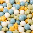 TRENDPLAY Star Ball Pit Balls 50 100 200 500 for Toddlers - Ball Pit Ball Shapes for Boys Girls Fun, Birthday Party, Christmas Decoration (Creamy Yellow Blue Green)