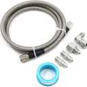 Steel Braided Turbo Oil Feed Line -4AN, Pressure Stainless Remote Turbocharger Sensor Teflon 4 AN Gauge Line Kit (36 inch)