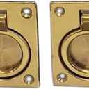 QCAA Solid Brass Flush Ring Pull, 2-1/2" x 1-7/8", Polished Brass, 2 Pack, Made in Taiwan