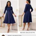 RUMIA Women's Cocktail Dresses 3/4 Sleeve Formal Vintage Wedding Guest Dress  (Blue, M)