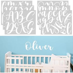 Boao Personalized Name Wall Decal Large Letter Stickers Alphabet Custom Name Stickers Nursery Wall Decal for Bedside Bedroom Classroom Home DIY Crafts(Cursive,White,Regular)