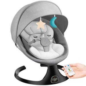 Electric Baby Swing for Infants, Baby Rocker, Portable Baby Swing with 5 Speeds, 10 Lullabies Music Remote Control Indoor & Outdoor Use