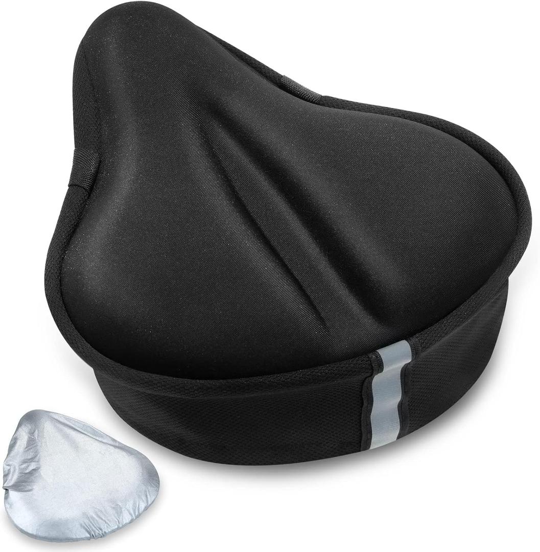 Bike Seat Cushion, Gel Seats Cover, Bicycle Covers, Bike Seat Cushion for Women Men Comfort Compatible, Suitable for Outdoor and Indoor (11x10 inch) (Black)