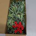 6 FT Artificial Christmas Garland, Faux Cypress Leaf Evergreen Garland with 20 LED Lights, Red Berries and Pinecones, Green-Yellow Leaves, Timer, Perfect for Indoor Outdoor Window Mantel