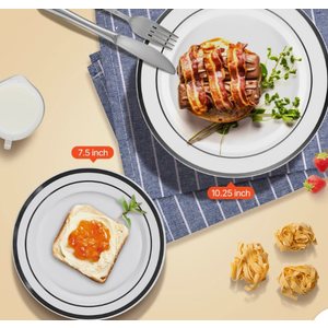 Plastic Disposable Plates 350 Pcs Plastic Dinnerware Set for Party and Wedding