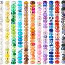 Beadthovne 220Pcs Assorted European Large Hole Beads for Bracelets, Mix Fairy Wands Beads Rondelle Resin Rhinestone Charm Craft Beads Bulk for Jewelry Making DIY Pens Charms Bracelet Necklace
