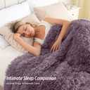 Wemore Shaggy Long Fur Faux Fur Weighted Blanket, Cozy and Fluffy Plush Sherpa Long Hair Blanket for Adult 15lbs, Fluffy Fuzzy Sherpa Reverse Heavy Blanket for Bed, Couch, Pink Purple, 60 x 80 Inches