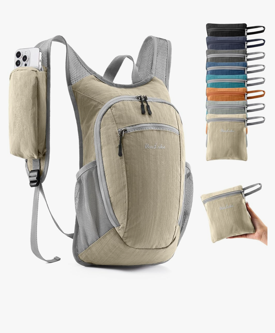 10L Small Hiking Backpack Travel Daypack Lightweight Packable Back Pack for Women Men(Beige)