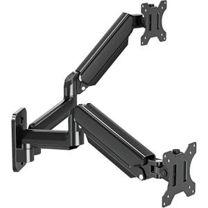 Dual Monitor Wall Mount for 13 to 32 Inch Computer Screens, Monitor Mounts for 2 Monitors Holds Up to 19.8lbs Each,Full Motion Gas Spring Monitor Arm with VESA 75x75/100x100